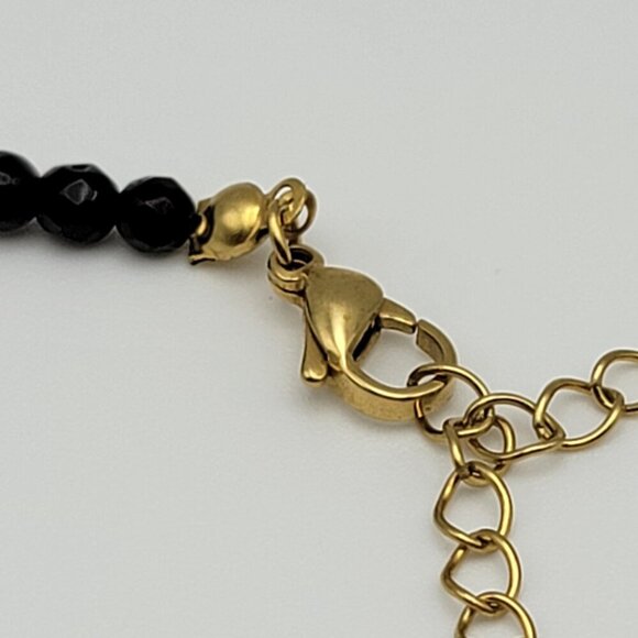 Eye Candy LA 18K Gold Plated Brass Moon Star Pendant Agate Bead Necklace 18.5" - Picture 5 of 8